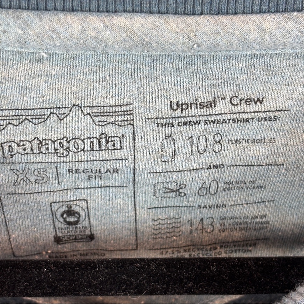 Patagonia Live Simply Camper Uprisal Crew Sweatshirt Women's XS Grey Blue Cotton - Picture 5 of 8